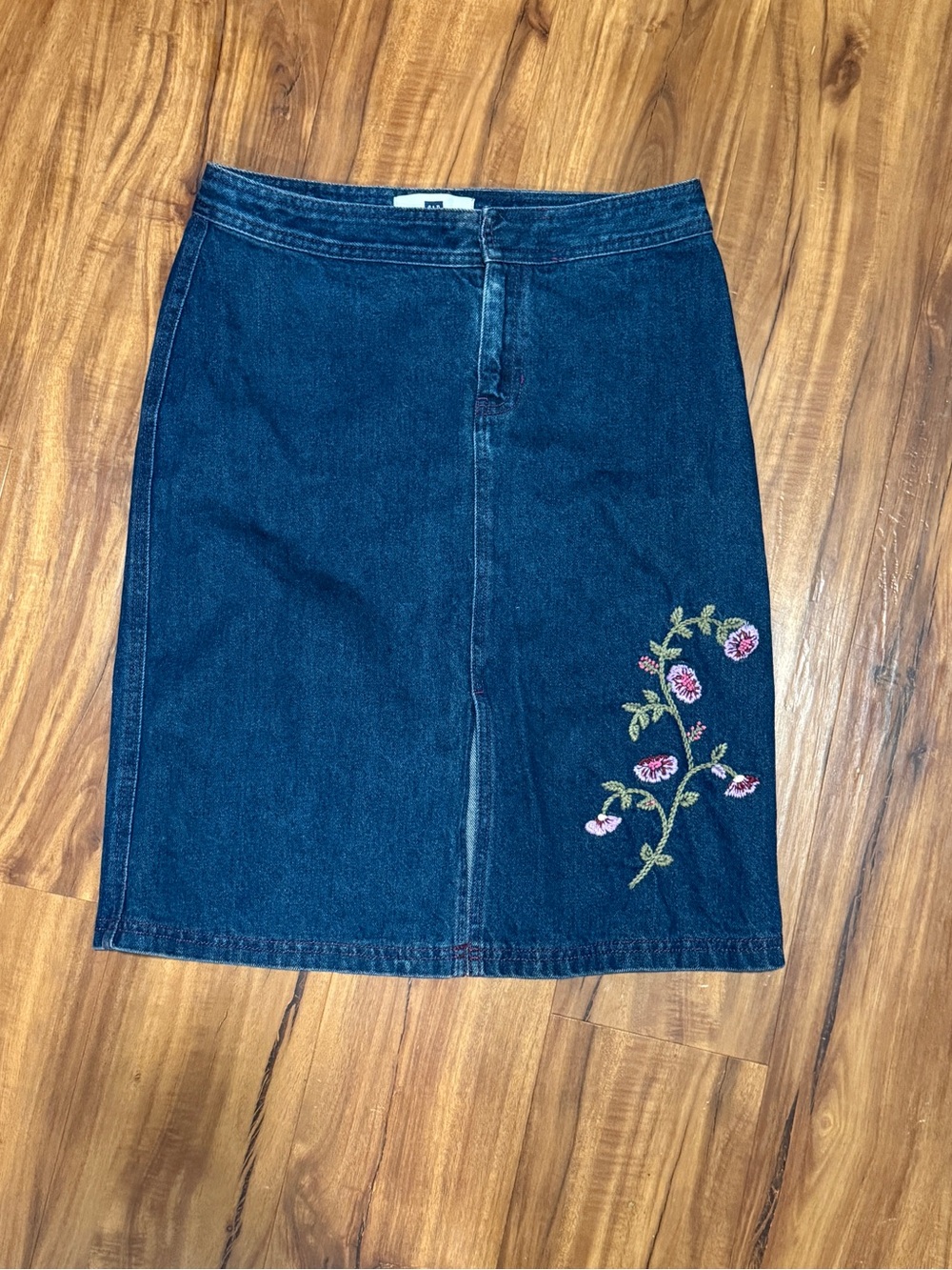 Gap Factory Denim Skirt Embroidered Floral Size 1